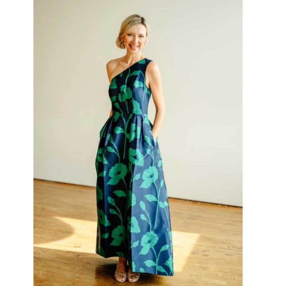 NEW Kay Unger Tiara Floral Print One-Shoulder Gown Size 6 - Picture 13 of 14